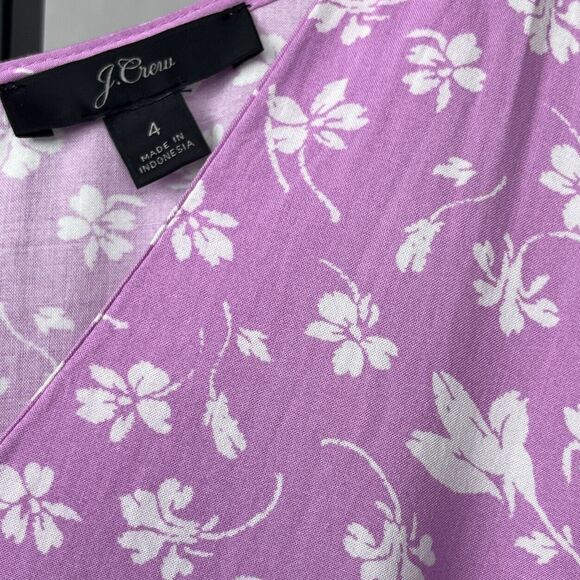 J Crew Dress Faux Wrap Ruffle Mini Soft Pink Floral V Neck Cap Sleeve Coquette - Picture 4 of 5